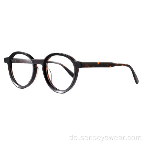 Runde unisex handgefertigte Acetat optische Rahmen Brillen